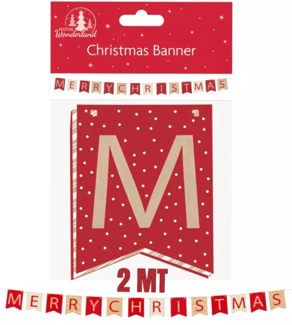 Merry Christmas Banner Xmas Party Decoration Bunting Festive Hanging Garland-2MT