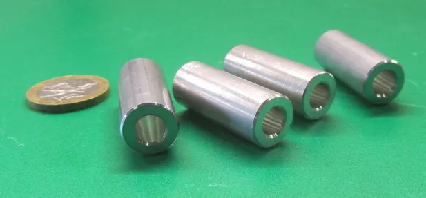 Aluminum Spacer, NO.1/4" Screw, 1/2" OD x .252" ID x 1 1/4" Length, 4 pcs