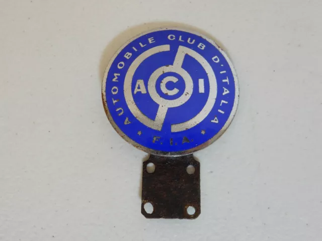 Vintage Chrome Enamel Automobile Club D'Italia FIA Italy Car Badge Auto Emblem