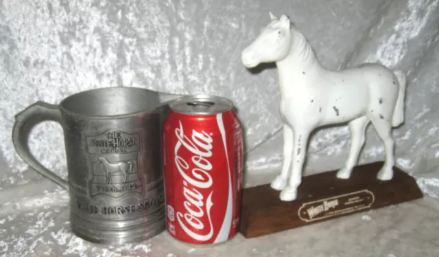 2 Vintage WHITE HORSE BLENDED SCOTCH WHISKEY  Advertising Shelf Setter Pieces