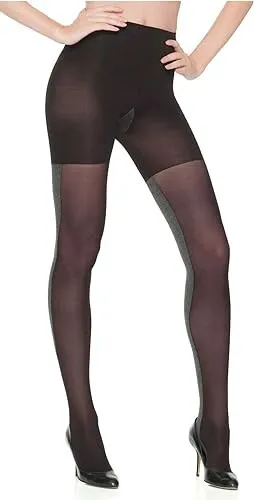 Spanx Tight-End-Tights Heathered Contrast Style 2446 - Black/Gray - Size D -NWOT