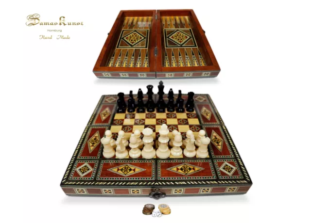 30 cm Schachspiel  Backgammon,Brett inkl.Holz Steine & Kunststoffschachfiguren