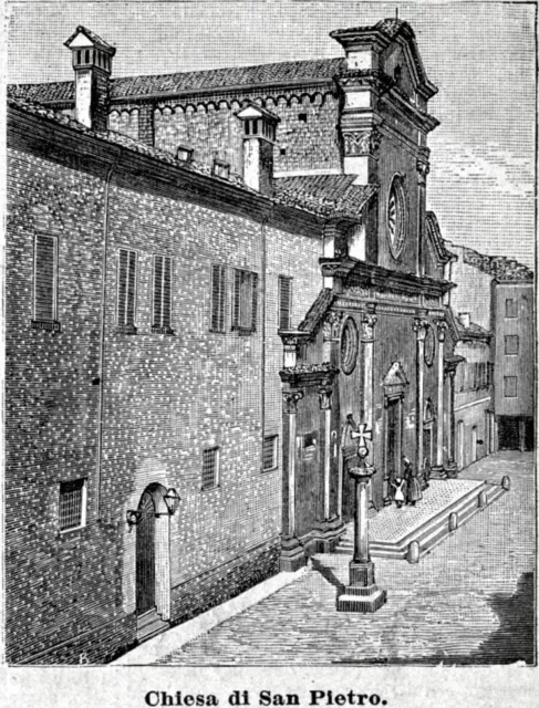 Modena: Chiesa di San Pietro. Stampa antica + passepartout. 1889