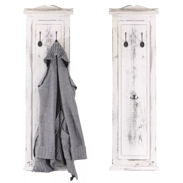 2er-Set Garderobe Wandgarderobe Wandhaken 109x28x3,5cm, Vintage weiß Shabby-Look