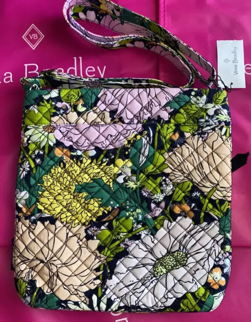 NEW NWT Vera Bradley Triple Zip Hipster Crossbody Bag Floral Flowers Bloom Pink 2