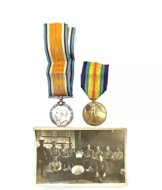 WW1 British Medal Pair & Postcard - Chilcott, Machine Gun Corps