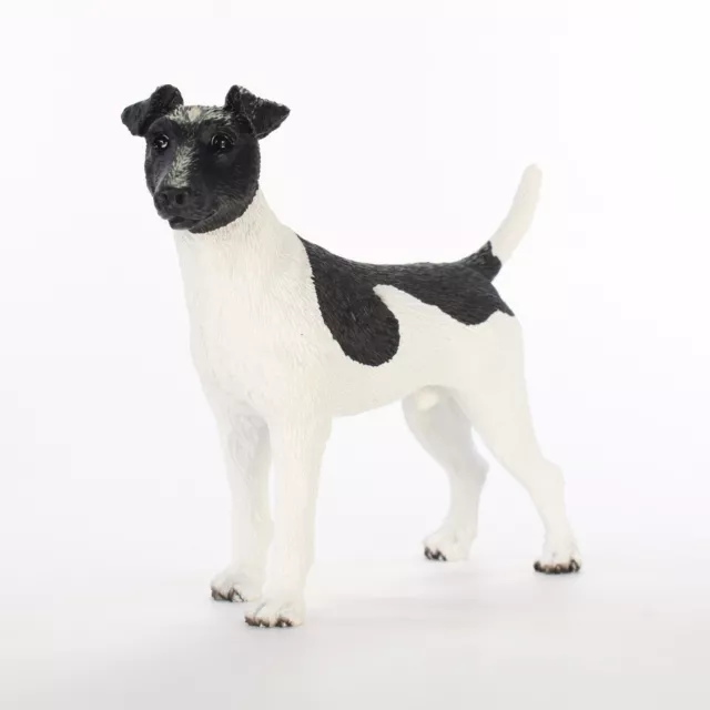 Fox Terrier Figurina Dipinto a Mano da Collezione Statua Nero/Bianco