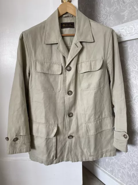 Old School Loro Piana Safari Jacket Beige Cotton Linen Small More Medium