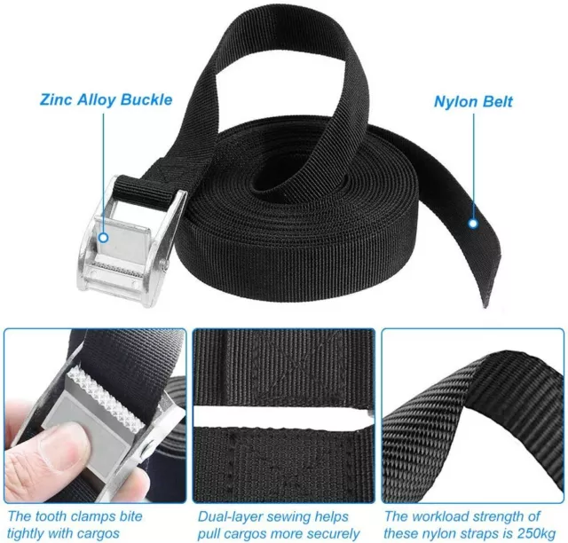 OneNine Spanngurte 5m 2er Set - Zurrgurte Mit Klemmschloss 25mm - Für Dachgepäck & Transport