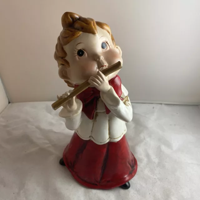 Christmas Choir Boy Ceramic Figurine Plays “Hark The Herald Angels”. Vintage