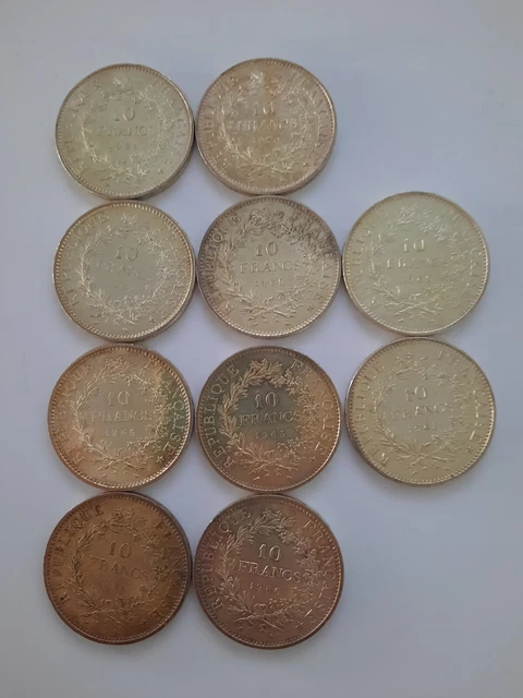 Monnaie 10 francs Hercule argent en lot x 10