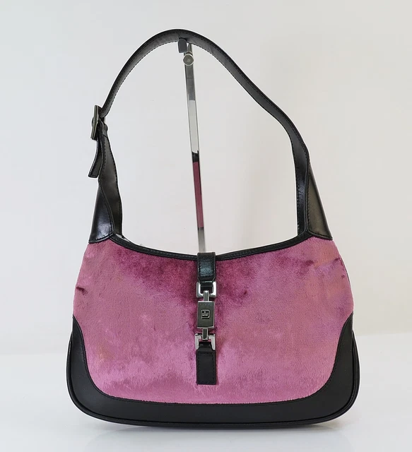 Auth GUCCI Jackie O Purple (Velvet) Pony Hair Tote Shoulder Bag Purse #55710A