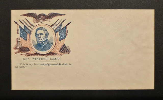 Gen Winfield Scott Original Civil War Era Patriotic Envelope Cover Unused Intact