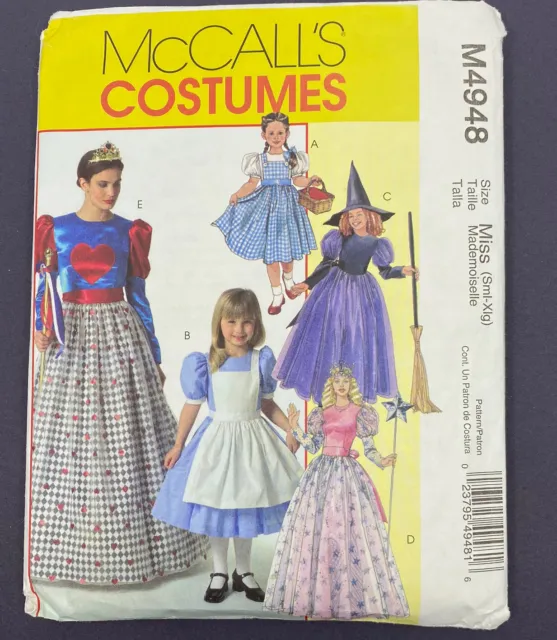 McCall's 4948 Queen Hearts Dorothy Good Witch Cinderella Costume Sewing Pattern