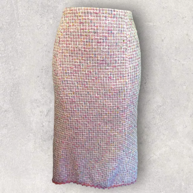 Renato Nucci Womens Vintage Pink Tweed Pencil Midi Skirt EU 42 UK 14