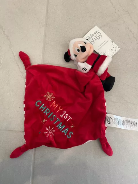 NWT Disney Mickey Mouse My 1st Christmas Plush Blankie for Baby Plush