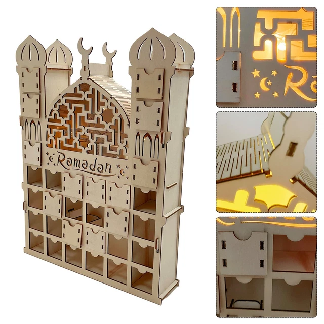 Calendrier Ramadan,Calendrier de l'Avent Ramadan en bois de Compte à Rebours de 30 Jours,Calendrier l'Aïd Mubarak,Decoration - Maison