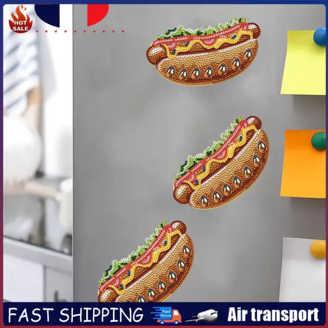 Round+Special Shape Diamond Art Fridge Magnets Sticker (Hot Dog Hamburger #2) FR