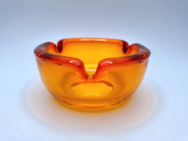 Vintage Viking Glass Persimmon Orange 3 Slot Ashtray Exc Cond