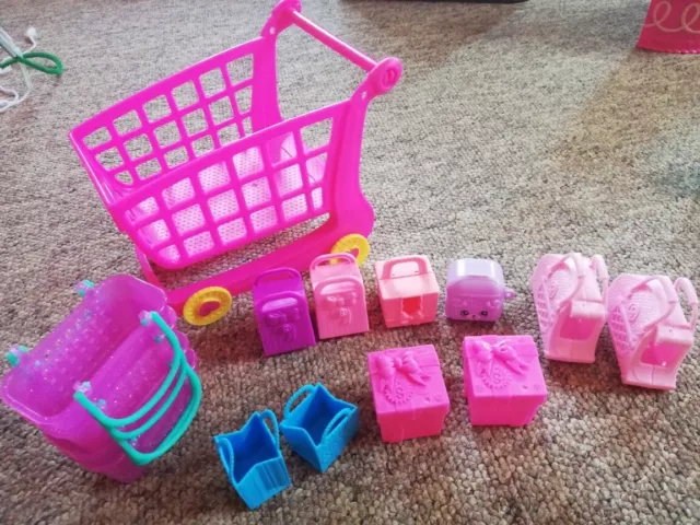 Shopkins Trolley, Basket and Bag Bundle, great condition 