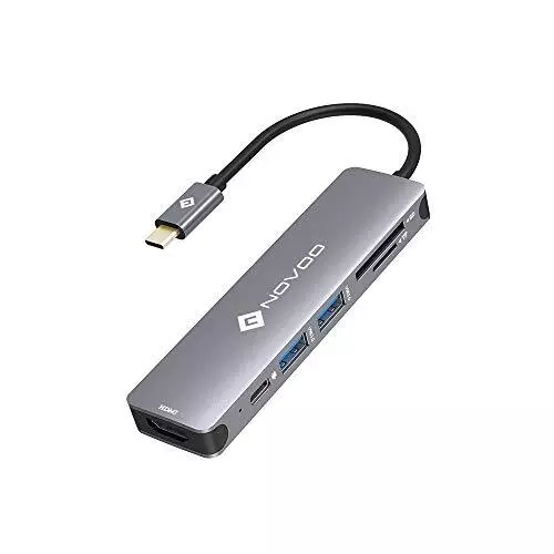 NOVOO USB C Hub, 6 in 1 Aluminum USB-C Adapter with HDMI 4K Adapter, USB-C