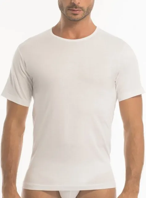 6 T-Shirt Uomo Garda Mezza Manica Intimo Girocollo  In Cotone Pettinato