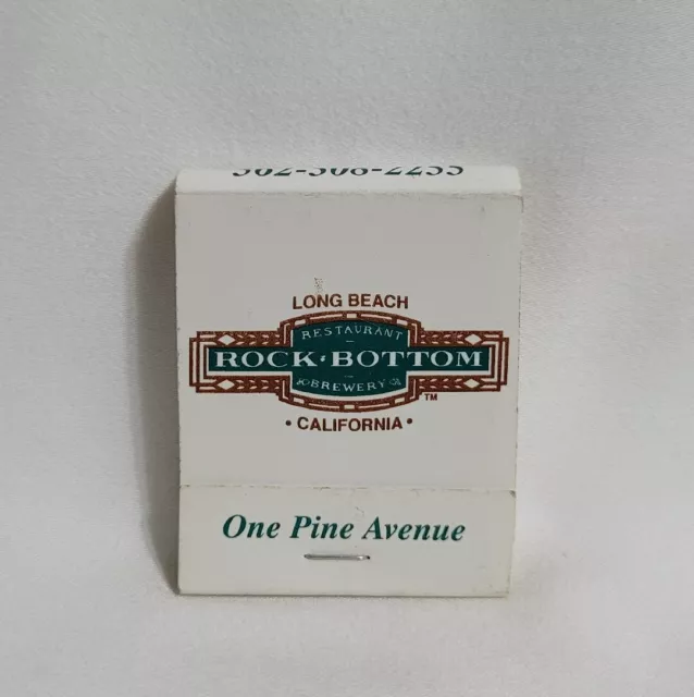 Vintage Rock Bottom Restaurant Brewery Matchbook Long Beach CA Advertising Full