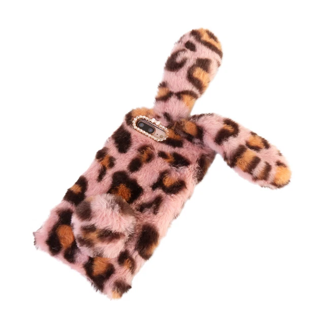 Peluche Lapin Téléphone Cas De Mode Strass Hiver Garder Chaud 3