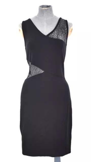 French Connection Dress Black Sheer Lace Panel Winona Sleeveless Bodycon 12