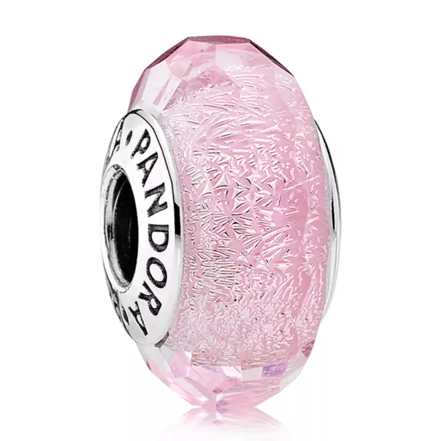 New! Genuine Authentic Pandora Fascinating Pink Faceted Murano Glass  - 9012