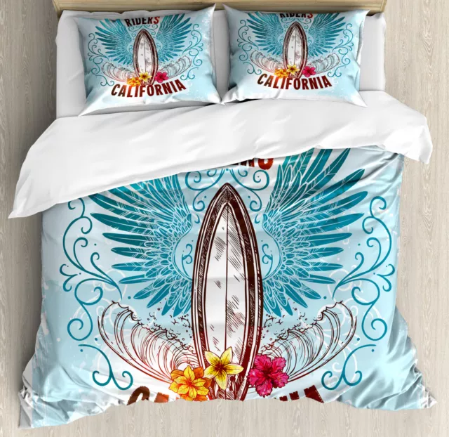 Le surf Housse de Couette Sketchy Oiseaux Fleurs