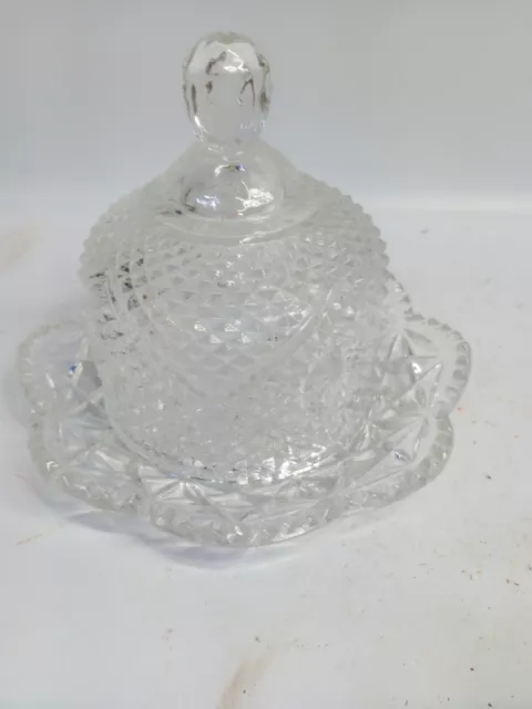 Avon Fostoria Crystal Cover Butter Cheese Dome w/Matching Plate-Vintage 1973#259