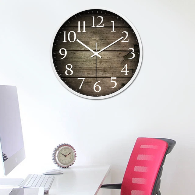 Ménage pendaison murale motif créatif en bois grande horloge murale muette 5
