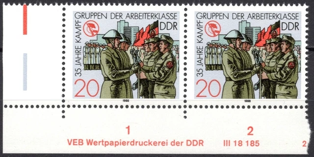 DDR 1988 Mi.Nr. 3180 ** postfrisch Eckrand mit DV Druckvermerk FN 2