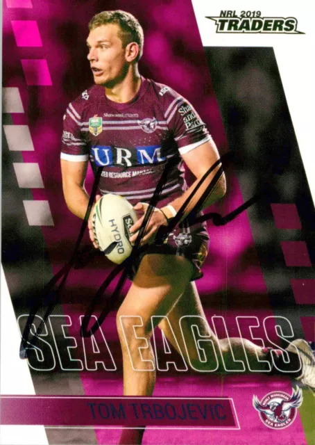 ✺Signed✺ 2019 MANLY SEA EAGLES NRL Card TOM TRBOJEVIC