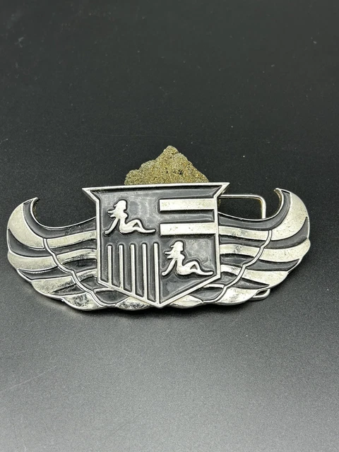 5" Vintage Men's Truck Driver Flap Women Wings Silver Black Black Belt Buckle