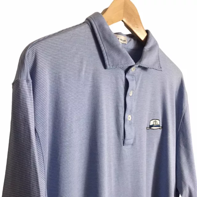PETER MILLAR XL Pima Cotton Blue Striped Golf Polo Mens Logo $22.00 ...