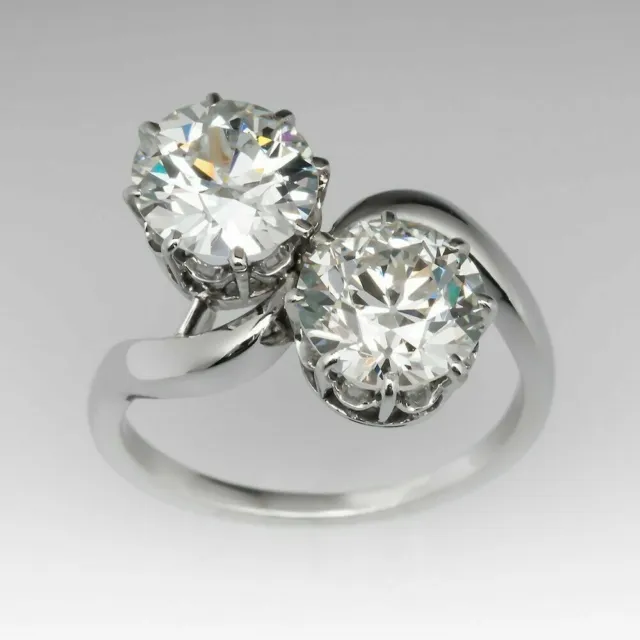 Anello di fidanzamento Forever Us con due diamanti in oro bianco massiccio...