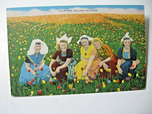 1940's era Tulip Time, Holland, Michigan Postcard