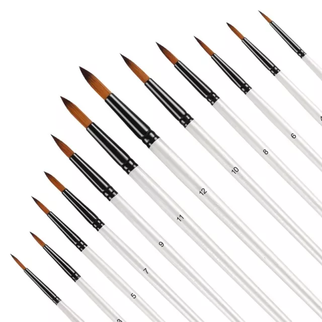 12Pcs Acrylic Paint Brushes Set, Professional Round-Pointed Tip Artist9725