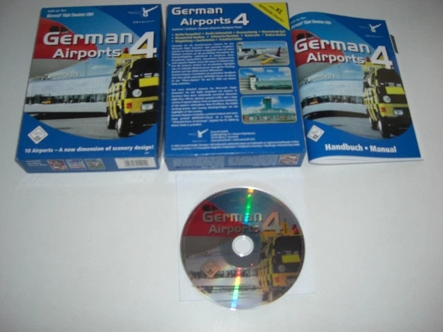 GERMAN AIRPORTS 4 Pc nac Boxed Add-On Microsoft Flight Simulator Sim 2004 FS2004