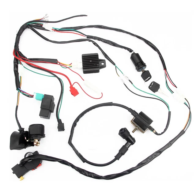 US ATV Ignition System Wiring Harness Loom Solenoid Coil CDI Dirt Bike 50-125cc