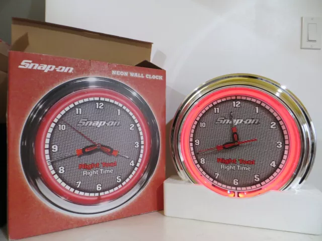 Snap-On Neon Wall Clock ,Right Tool Right Time