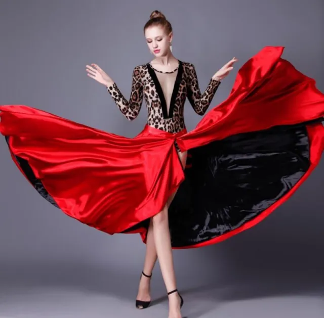 New Womens Latin Paso Doble Cloak Performance Costume Dance Dress Skirts Skirt