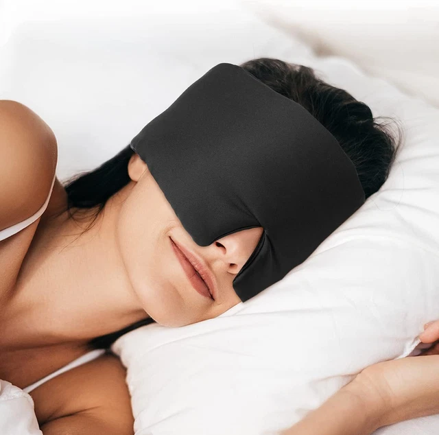 Schlafmaske Herren Damen Seide Verstellbar Brille Augen Reise Augenbinde Schwarz