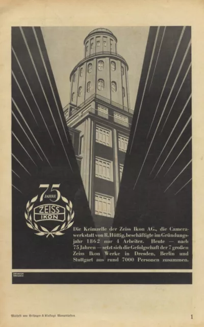 75 Jahre Zeiss Ikon Reklame 1937 Werbung Kamera Hüttig Grimmer Dresden