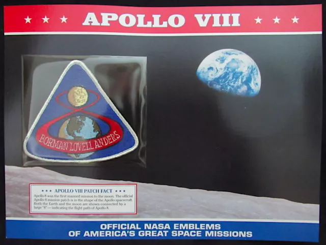 APOLLO 8 / VIII  Willabee & Ward NASA SPACE MISSION  CREW PATCH EMBLEM Info Card