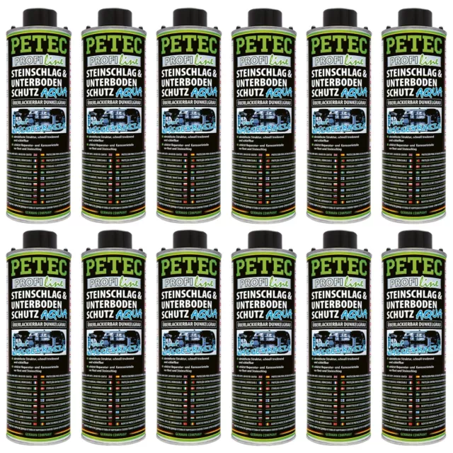 Petec 12x Steinschlag- & Unterbodenschutz Wasserbasis Dunkelgrau 1L