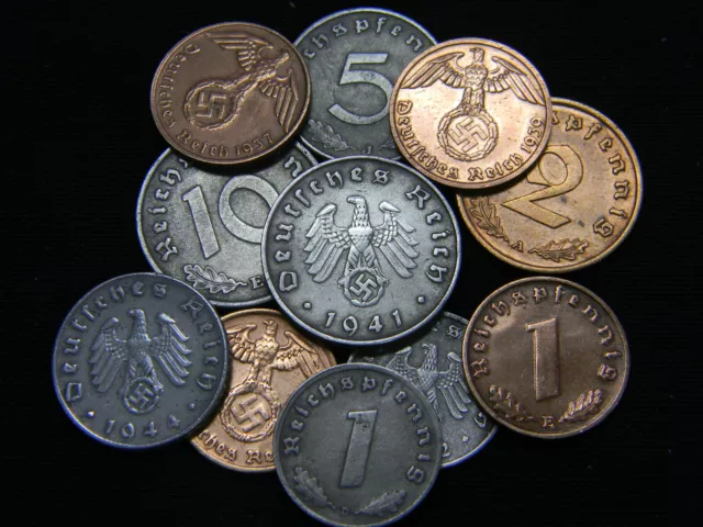 Two (2) Rare WW2 German Reichspfennig Coin Historical WW2 Authentic Artifacts