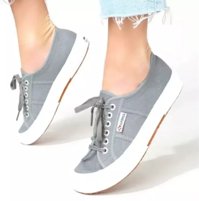Superga Cotu Classic 2750 Sneakers Grey Size 38 Women US 7.5 Lace up Canvas Gray